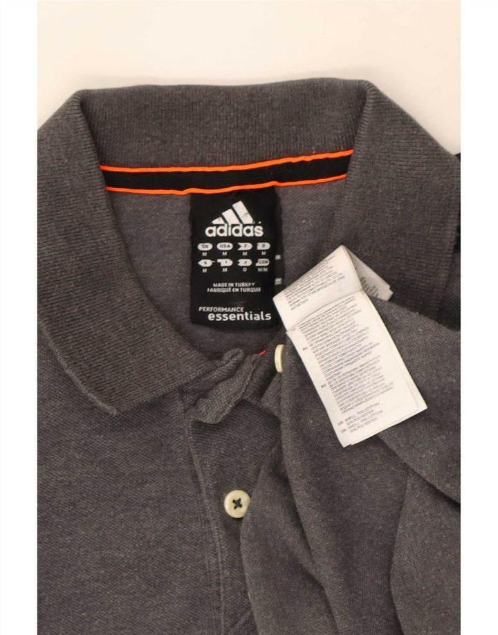 Tricou polo Adidas Climalite pentru bărbați, bumbac gri mediu
