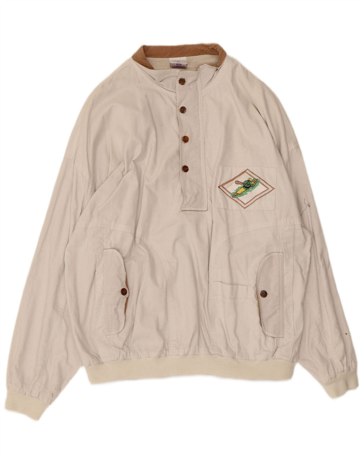 Hanorac pentru bărbați Fast, cu gât cu nasturi, pulover mare, alb, bumbac