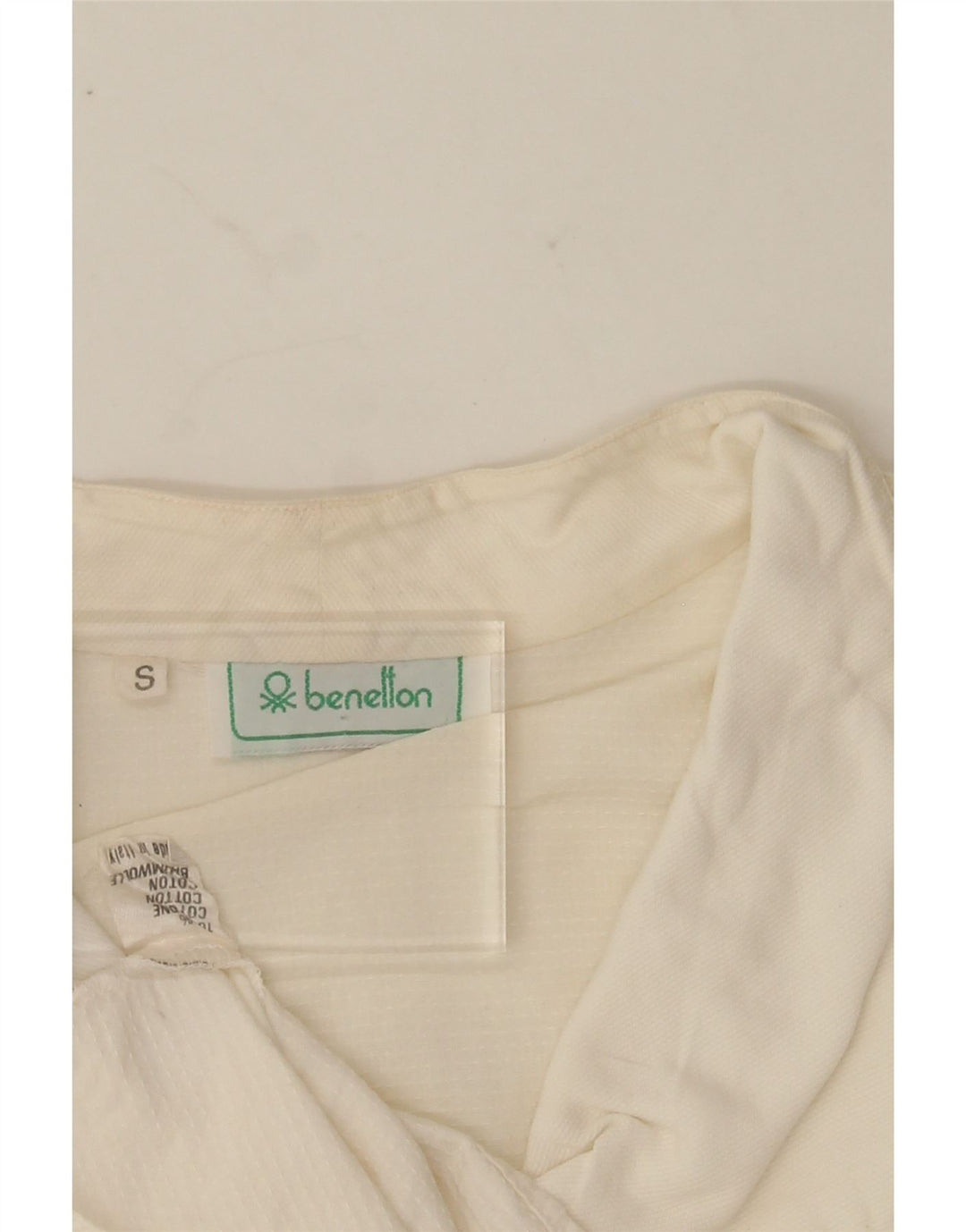 BENETTON Womens Shirt Blouse UK 10 Small White Cotton Vintage Benetton and Second-Hand Benetton from Messina Hembry 