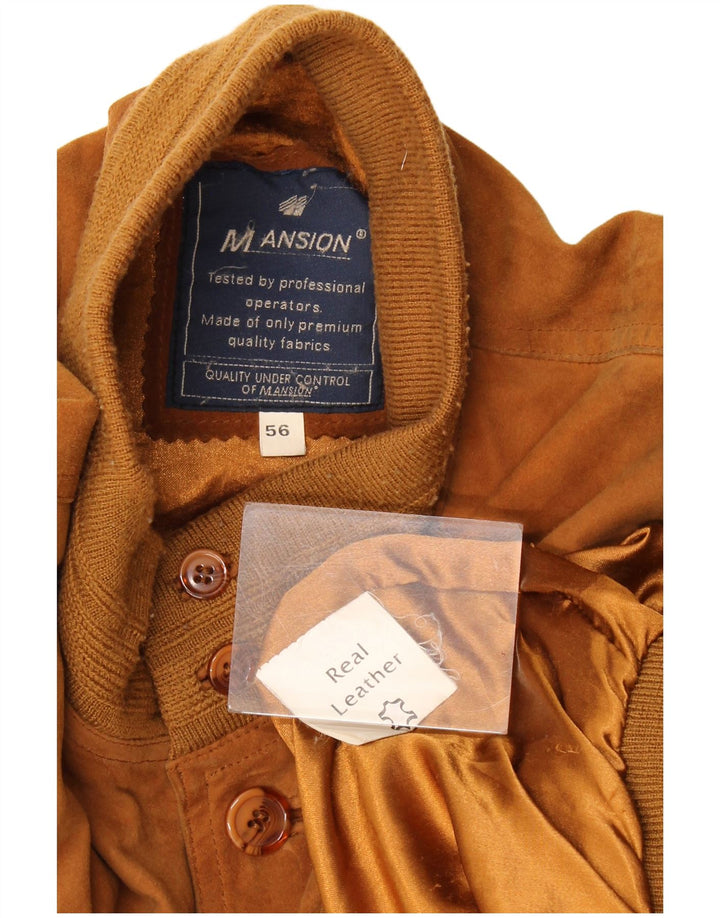 Bomber vintage pentru bărbați din piele intoarsa IT 56 3XL din piele maro