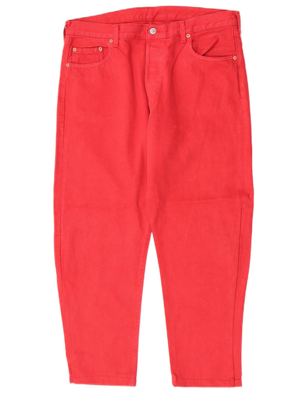 Blugi Levi's 501 Cropped Slim W38 L26 Roșii