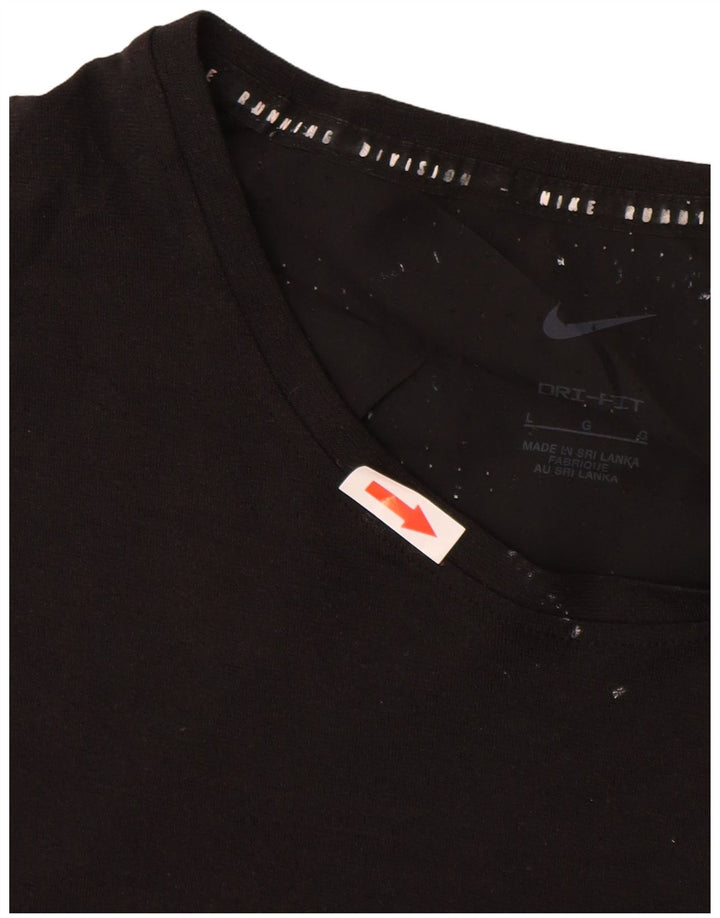 Tricou grafic NIKE Dri Fit pentru bărbați Top mare din poliester negru