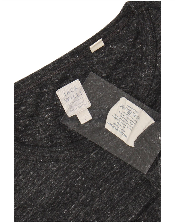 JACK WILLS Top pentru bărbați cu mânecă lungă mare, gri bumbac cu pete