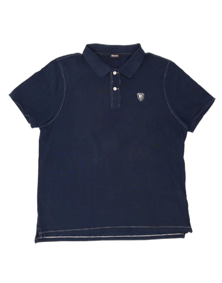 BLAUER Mens Polo Shirt XL Navy Blue Cotton