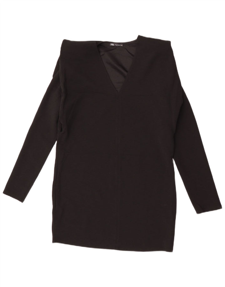 Rochie schimbătoare cu mânecă lungă pentru femei Zara UK 14 Medium Black