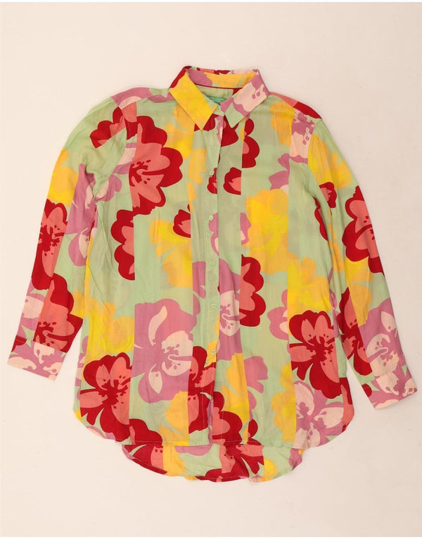 Bluză cămașă pentru femei Benetton UK 14 Medium Multicolor Floral Modal