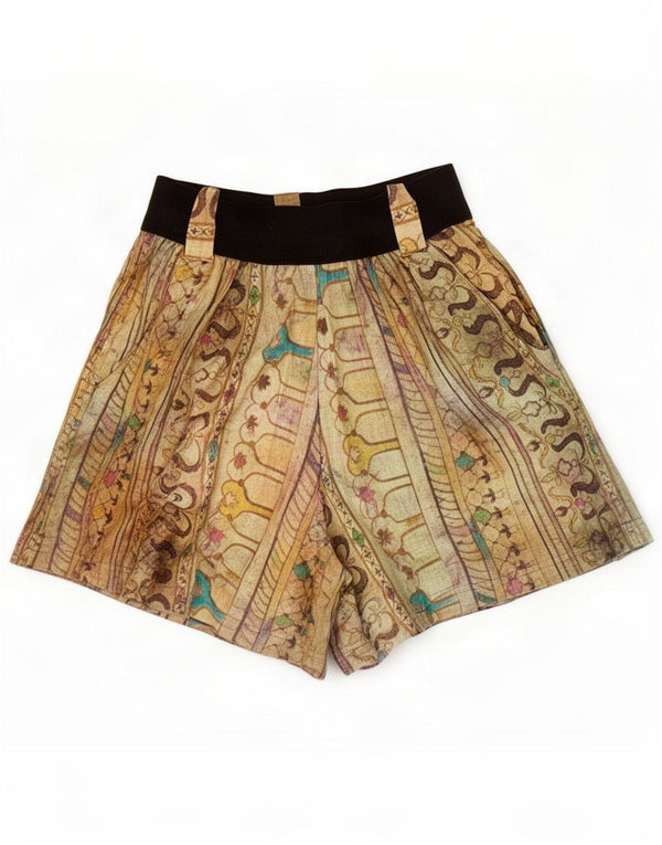 Vintage Womens Abstract Pattern Casual Shorts Medium W28 Beige Bumbac