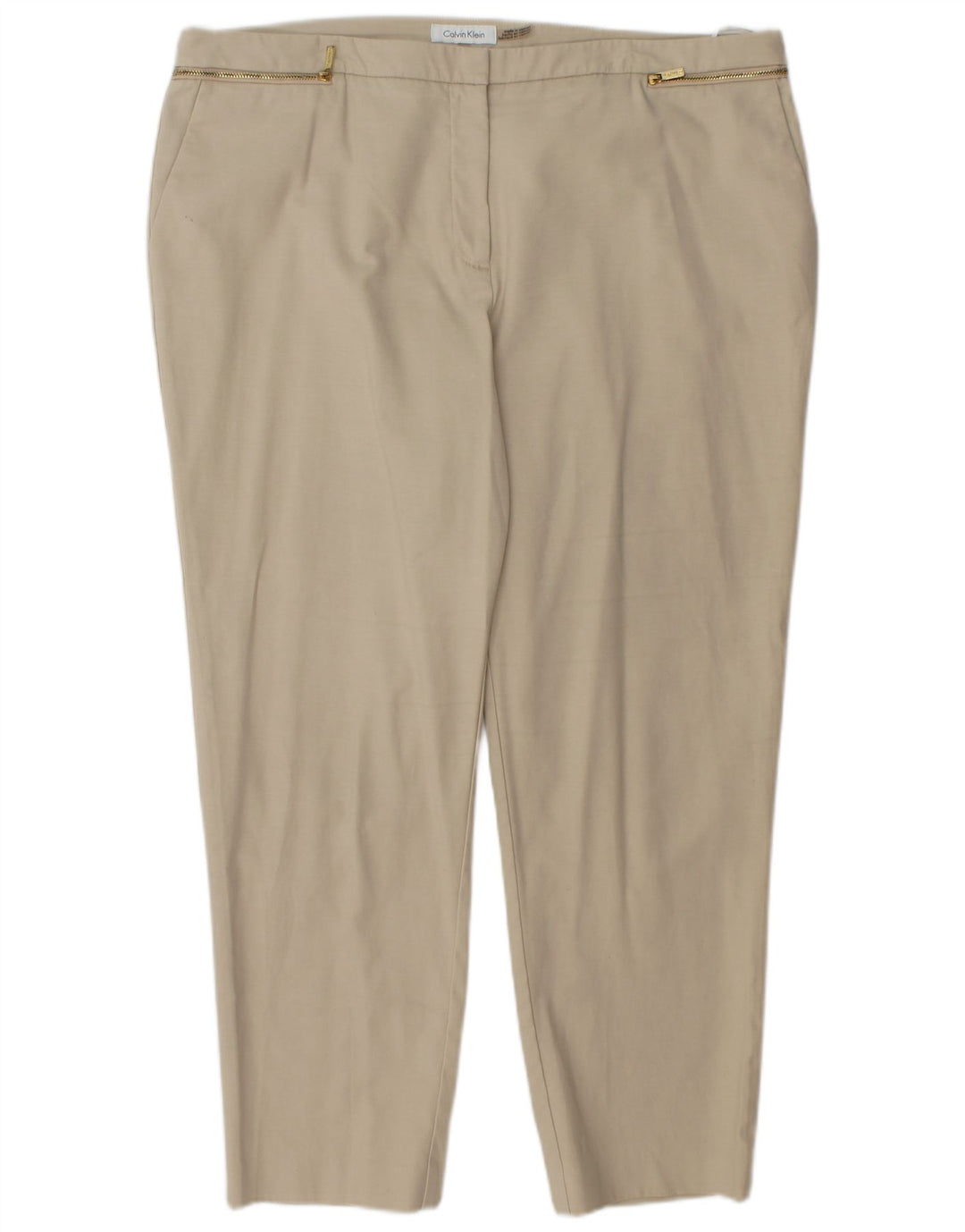 CALVIN KLEIN Pantaloni tăiați drept pentru femei US 16 2XL W38 L27 Bej