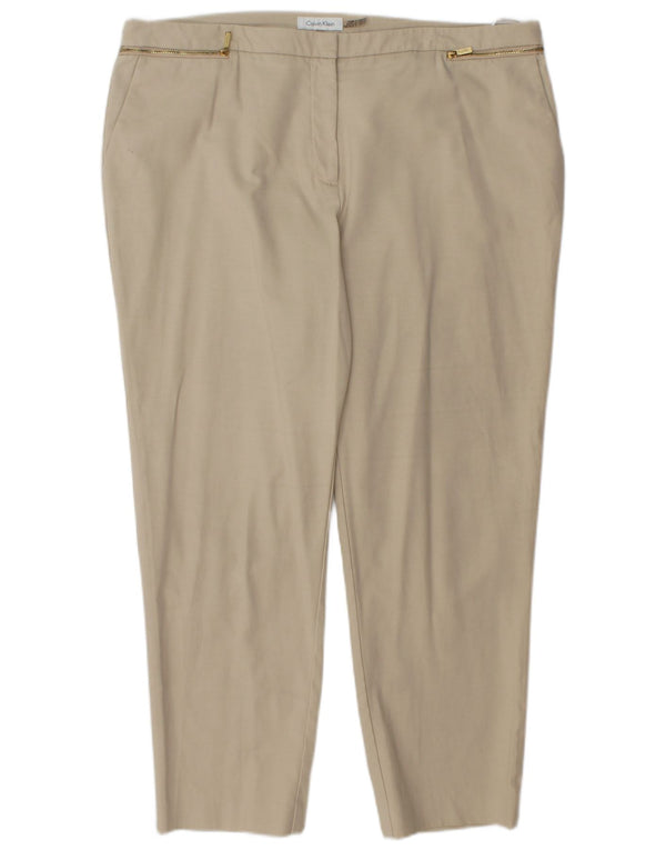 CALVIN KLEIN Womens Straight Cropped Trousers US 16 2XL W38 L27 Beige