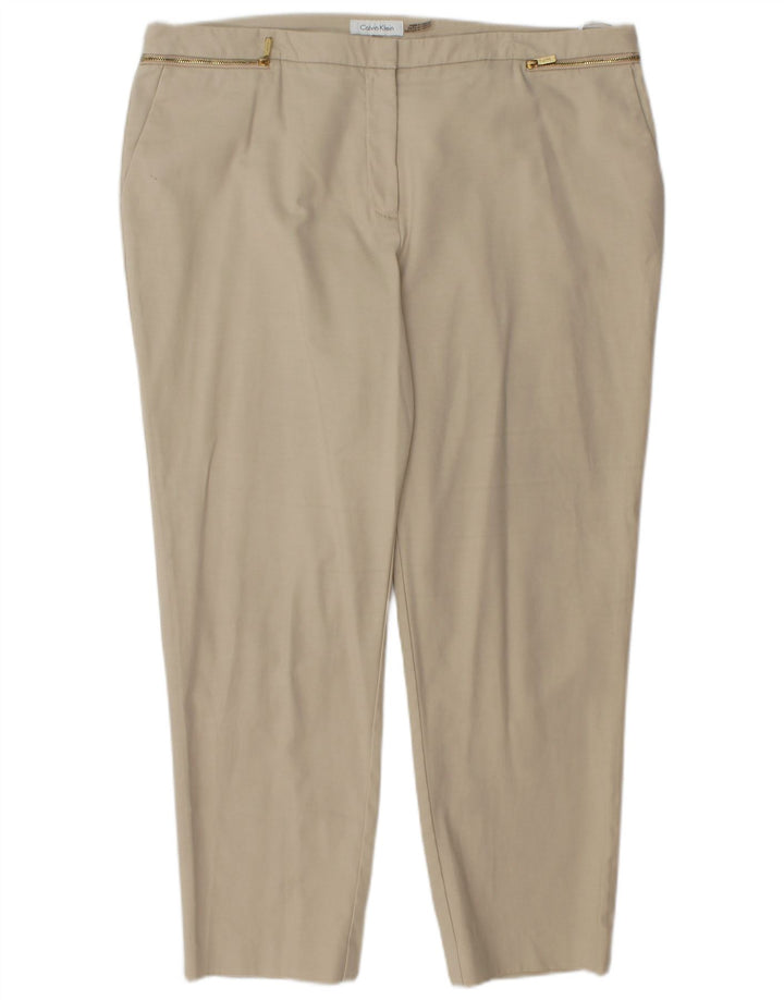 CALVIN KLEIN Pantaloni tăiați drept pentru femei US 16 2XL W38 L27 Bej