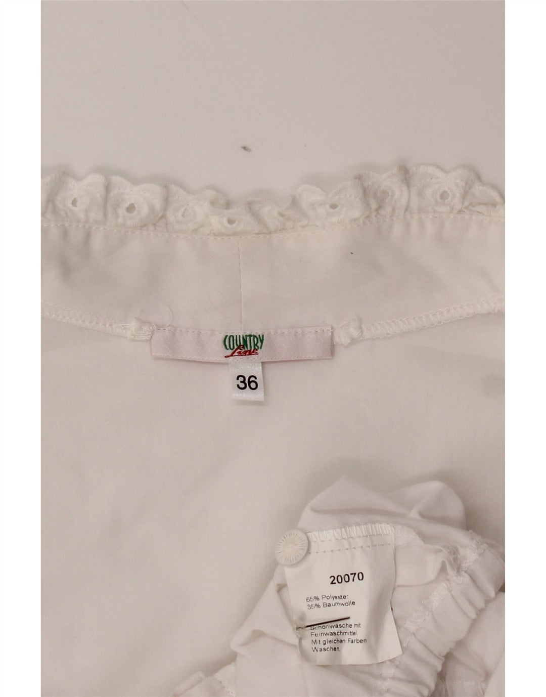 Bluză de top cu mânecă scurtă pentru femei Country EU 36 Poliester alb mic