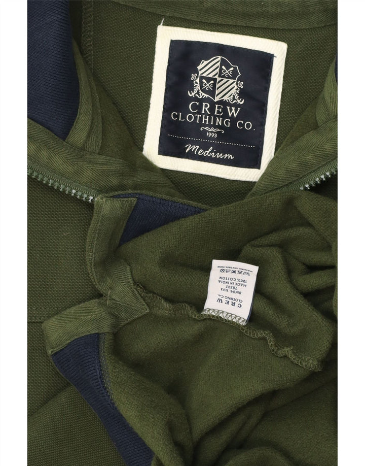 Crew Clothing Hanorac pentru bărbați cu fermoar și gât Pulover Bumbac verde mediu