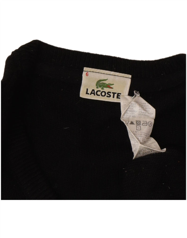 Pulover pentru bărbați Lacoste cu decolteu în V, mărimea 6 XL, lână neagră