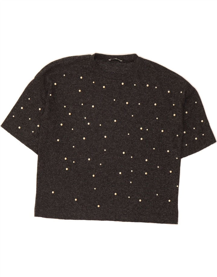 ZARA Womens Blouse Top UK 10 Small Grey Spotted Vintage Zara and Second-Hand Zara from Messina Hembry 