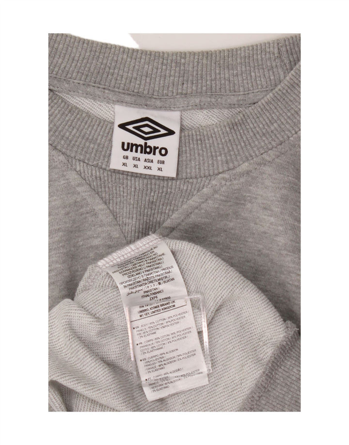 UMBRO Mens Graphic Sweatshirt Jumper XL Grey Colourblock Cotton Vintage Umbro and Second-Hand Umbro from Messina Hembry 