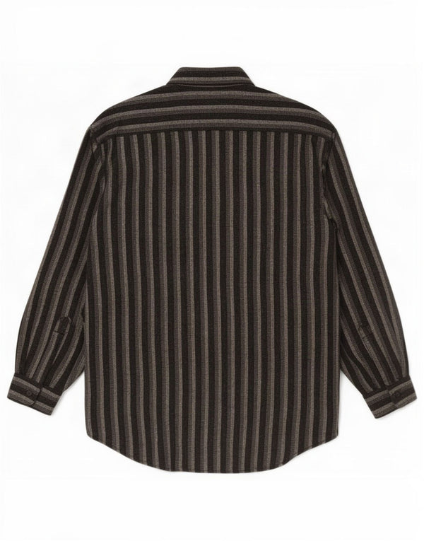 Vintage Mens Flannel Shirt Large Black Striped