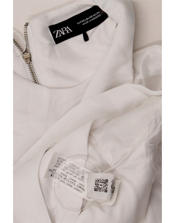Top Crop pentru un umăr pentru femei Zara UK 4 XS Poliester alb