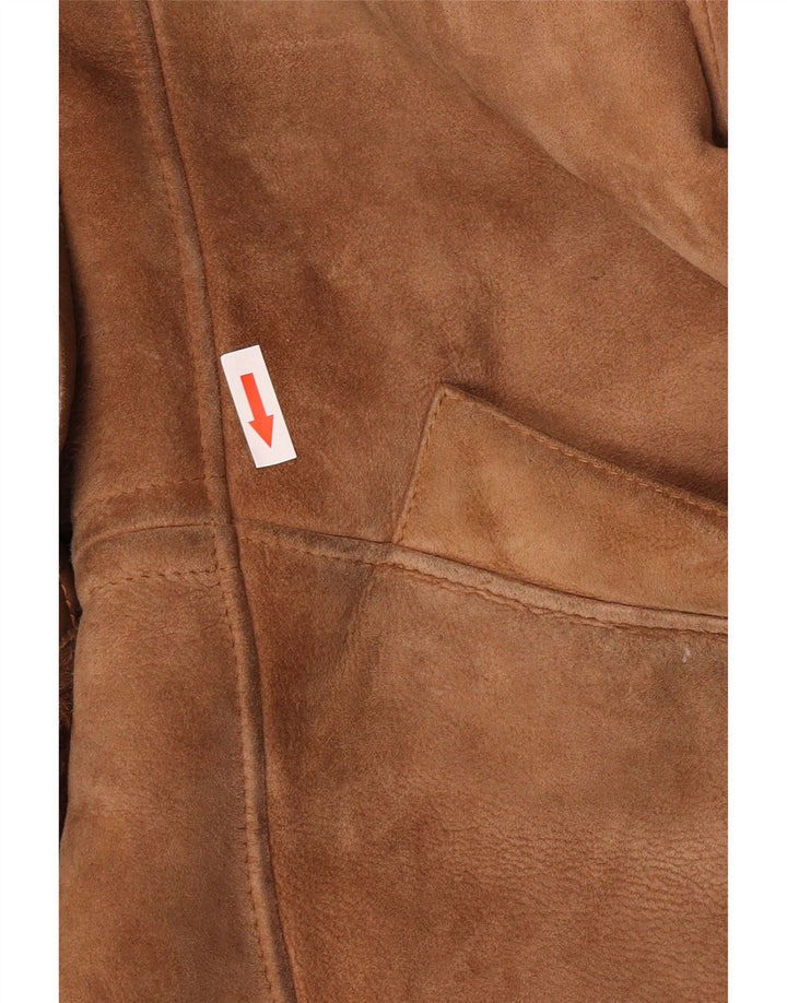 Jachetă din shearling supradimensionată pentru femei Vintage EU 40 Maro mediu din shearling