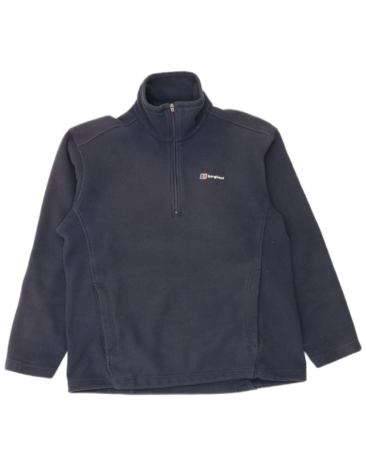 Jumper pentru bărbați Berghaus, cu fermoar și gât, din lână, mare, poliester bleumarin