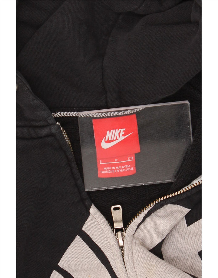 NIKE Womens Oversized Graphic Zip Hoodie Sweater UK 10 Small Black Vintage Nike and Second-Hand Nike from Messina Hembry 