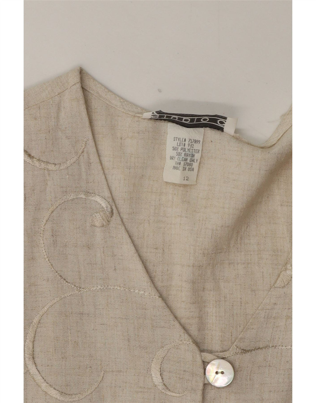 STUDIO C Womens Cardigan Top US 12 Large Beige Polyester Vintage Studio C and Second-Hand Studio C from Messina Hembry 