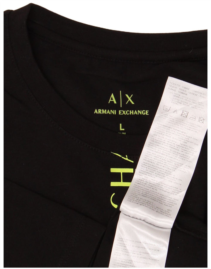 Armani Exchange tricou grafic pentru bărbați Top mare din bumbac negru
