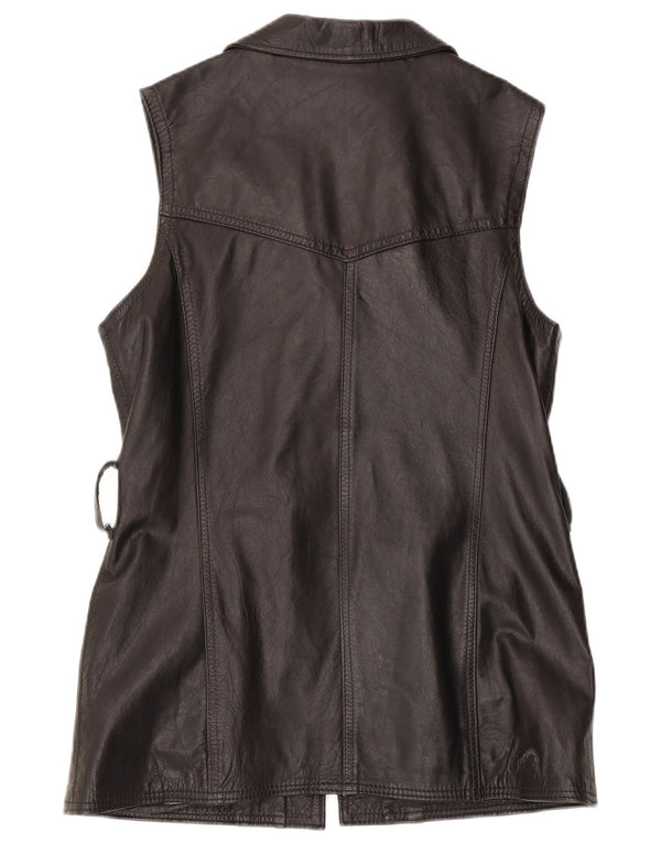 Gilet din piele vintage pentru femei UK 14, mare, neagră
