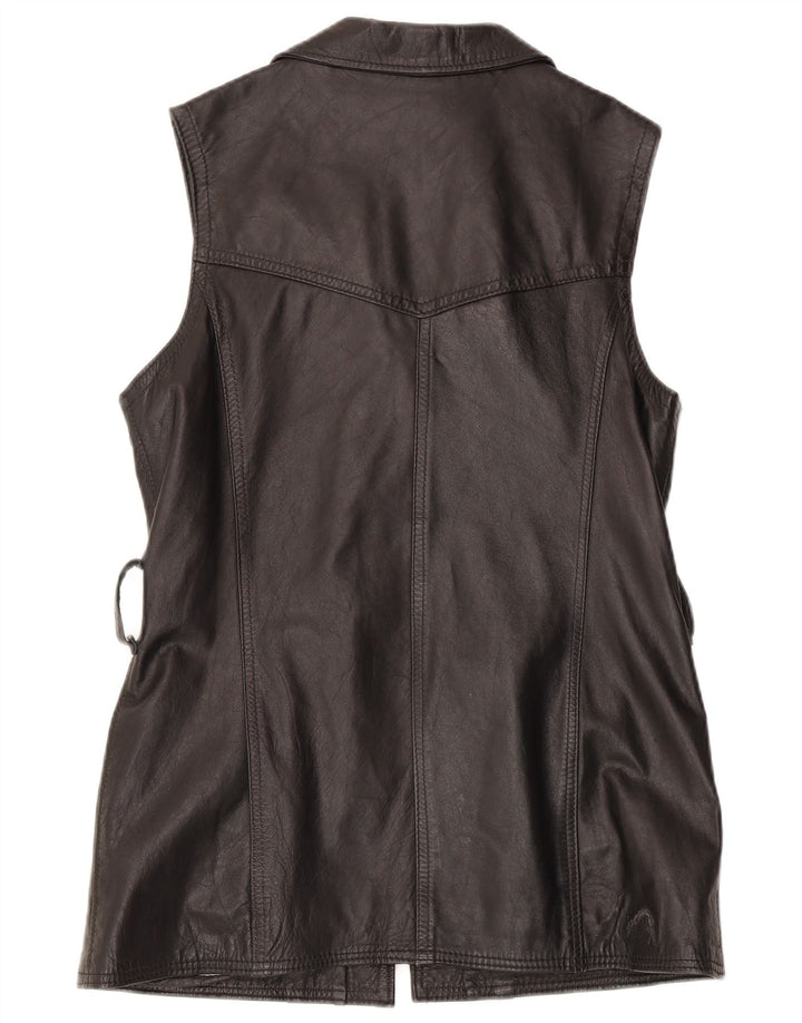 Gilet din piele vintage pentru femei UK 14, mare, neagră