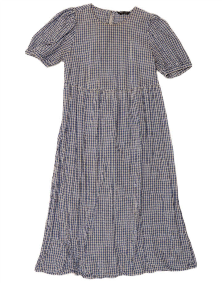 Rochie Maxi pentru femei Marks & Spencer UK 14 Medium Blue Gingham Bumbac