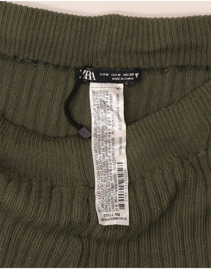Leggings din tricot pentru femei Zara UK 12 Poliester verde mediu