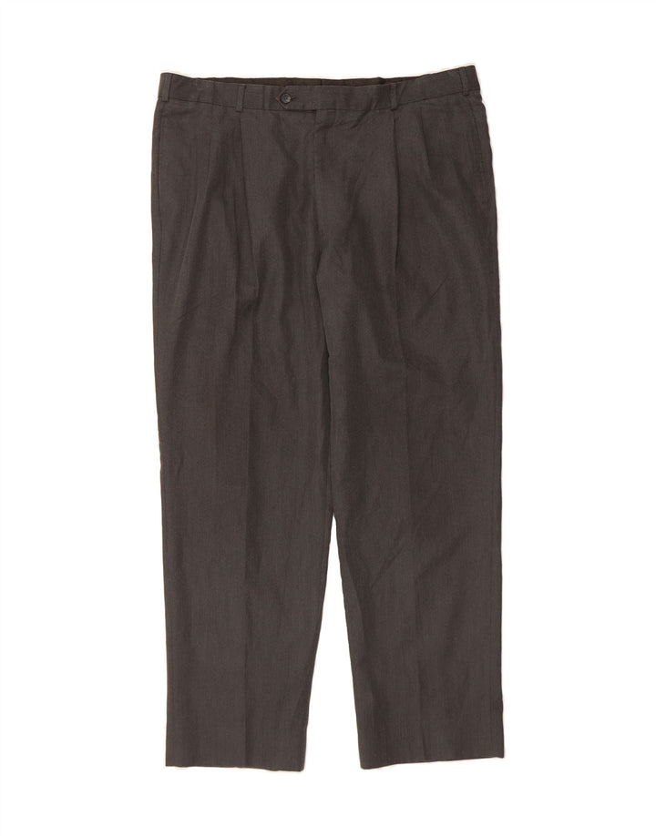 BROOKS BROTHERS Mens Straight Suit Trousers W42 L33 Grey Polyester Vintage Brooks Brothers and Second-Hand Brooks Brothers from Messina Hembry 