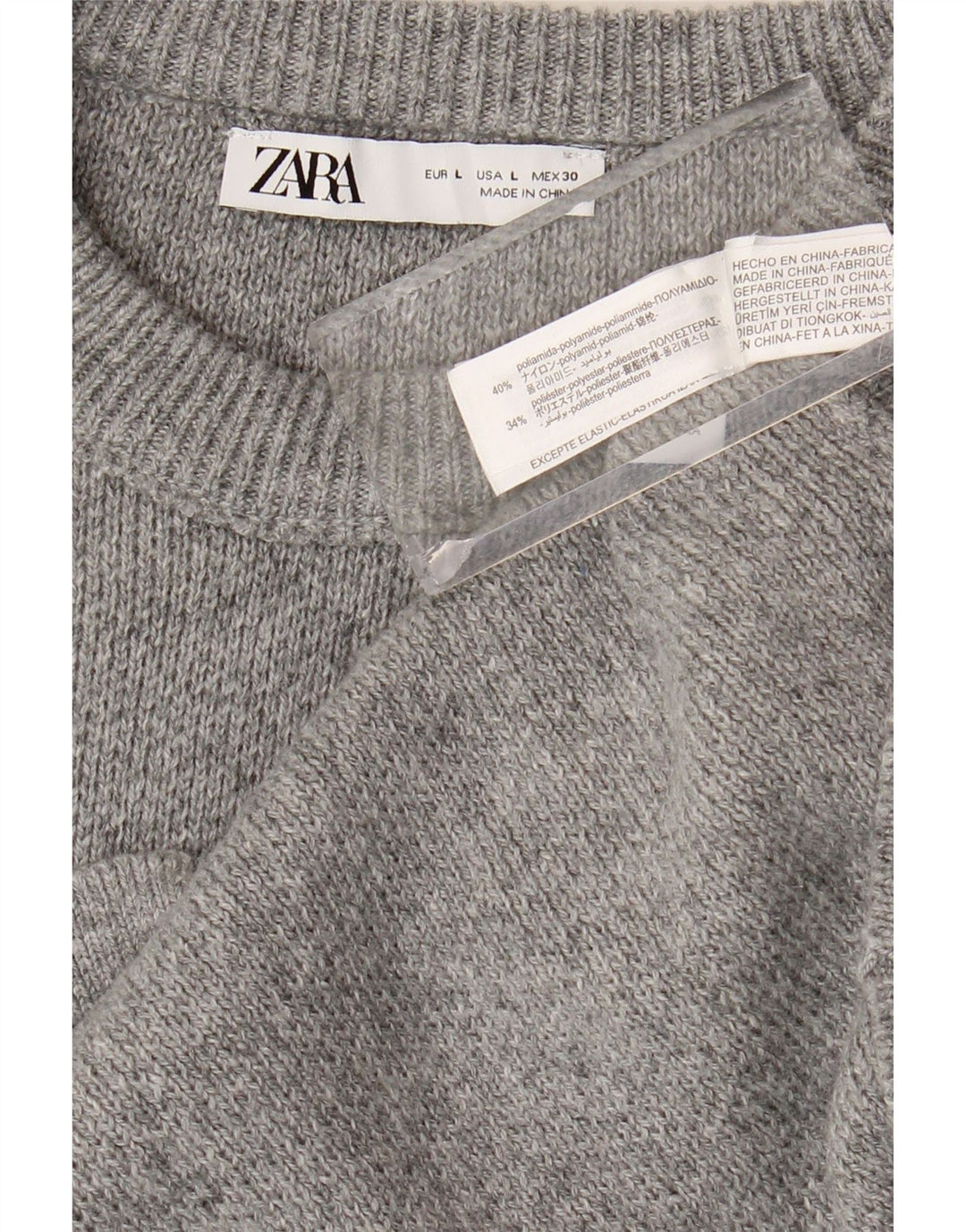 Pulover pentru damă Zara, cu gât turnut, UK 16, mare, gri, poliamidă