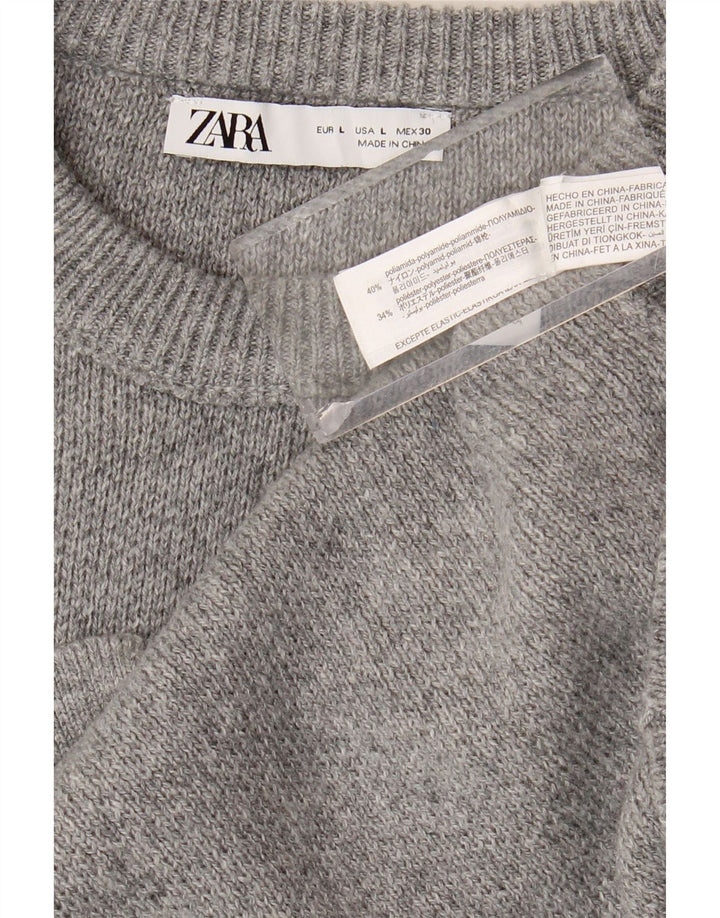 Pulover pentru damă Zara, cu gât turnut, UK 16, mare, gri, poliamidă