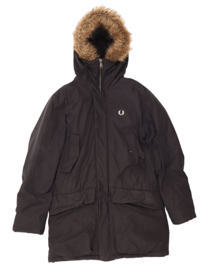 Jachetă parka cu glugă pentru bărbați FRED PERRY UK 36 Bumbac negru mic