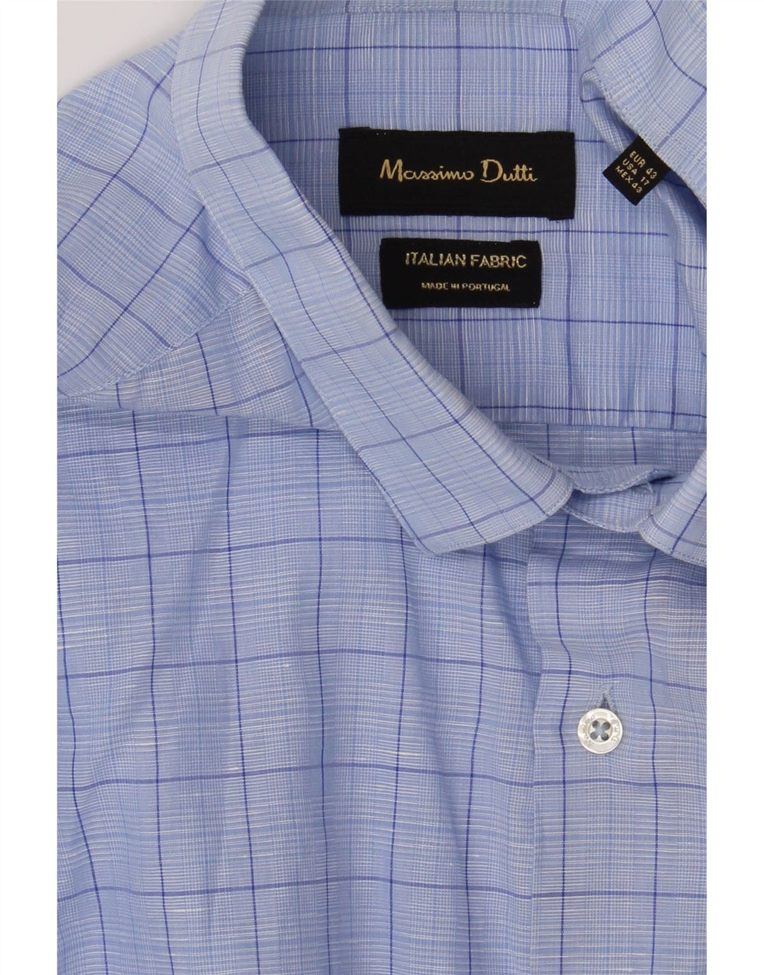 MASSIMO DUTTI Mens Shirt Size 43 XL Blue Check Cotton Vintage Massimo Dutti and Second-Hand Massimo Dutti from Messina Hembry 
