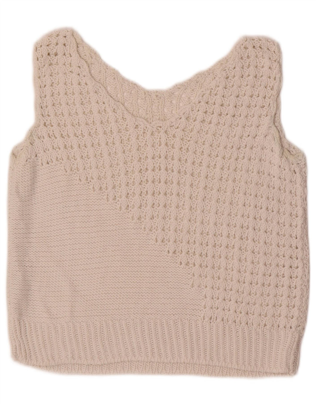 Vintage Womens Crop Vest Tank Top UK 10 Small White