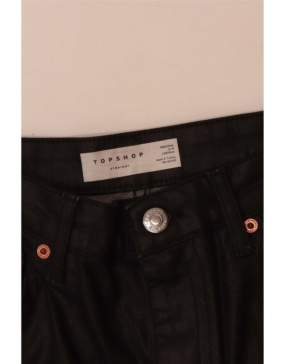 Blugi drepti pentru femei Topshop W32 L27 bumbac negru