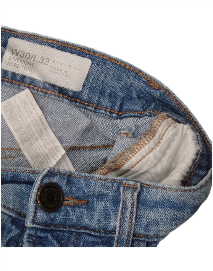 VINTAGE Mens Stretch Straight Jeans W30 L32 Blue Cotton