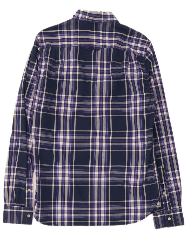 Cămașă pentru bărbați Superdry, bumbac cu carouri, albastru bleumarin