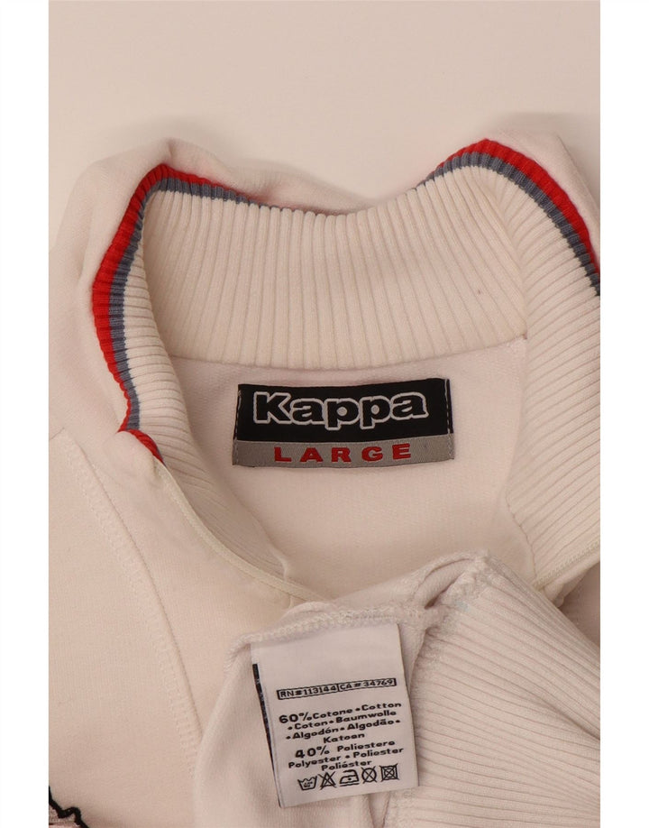 KAPPA Womens Tracksuit Top Jacket UK 14 Large Off White Cotton