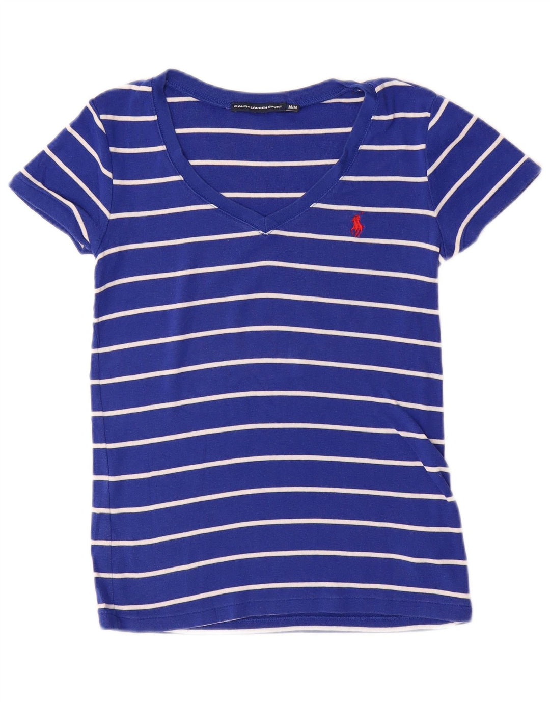 Tricou pentru femei Ralph Lauren, UK 12, bumbac cu dungi albastre medii