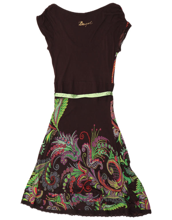 Rochie grafică A-Line Desigual pentru femei UK 14, mare, neagră, viscoză