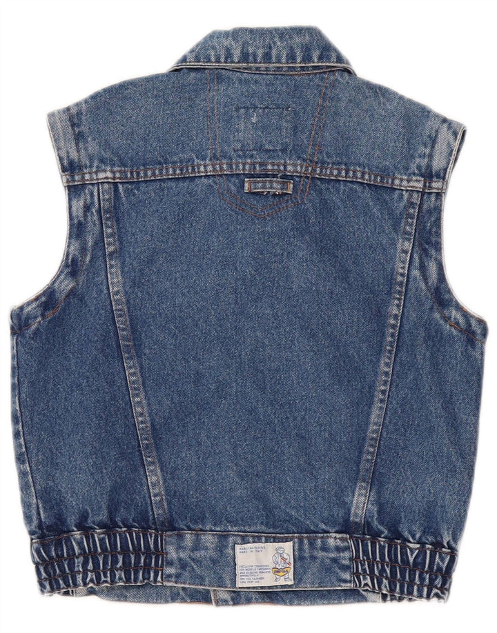 POP 84 Gilet Crop Denim pentru femei UK 2 2XS Albastru