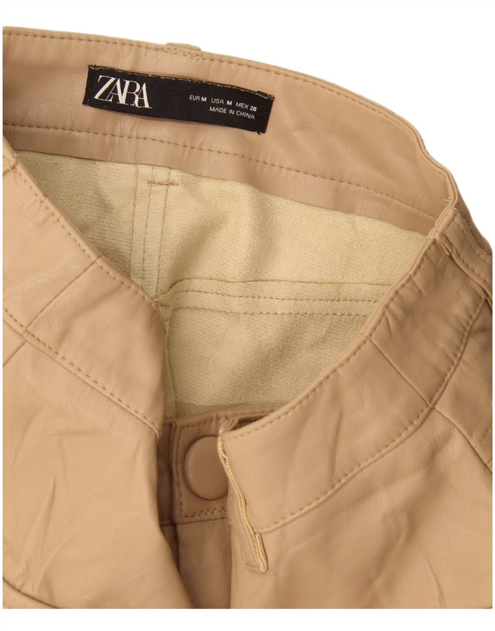 Fusta din piele artificială pentru femei Zara Medium W28 Bej