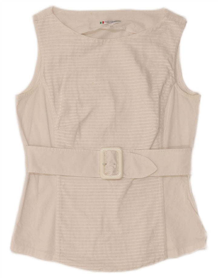 Bluză fără mâneci pentru femei NARACAMICIE UK 8 Bumbac cu dungi albe mici