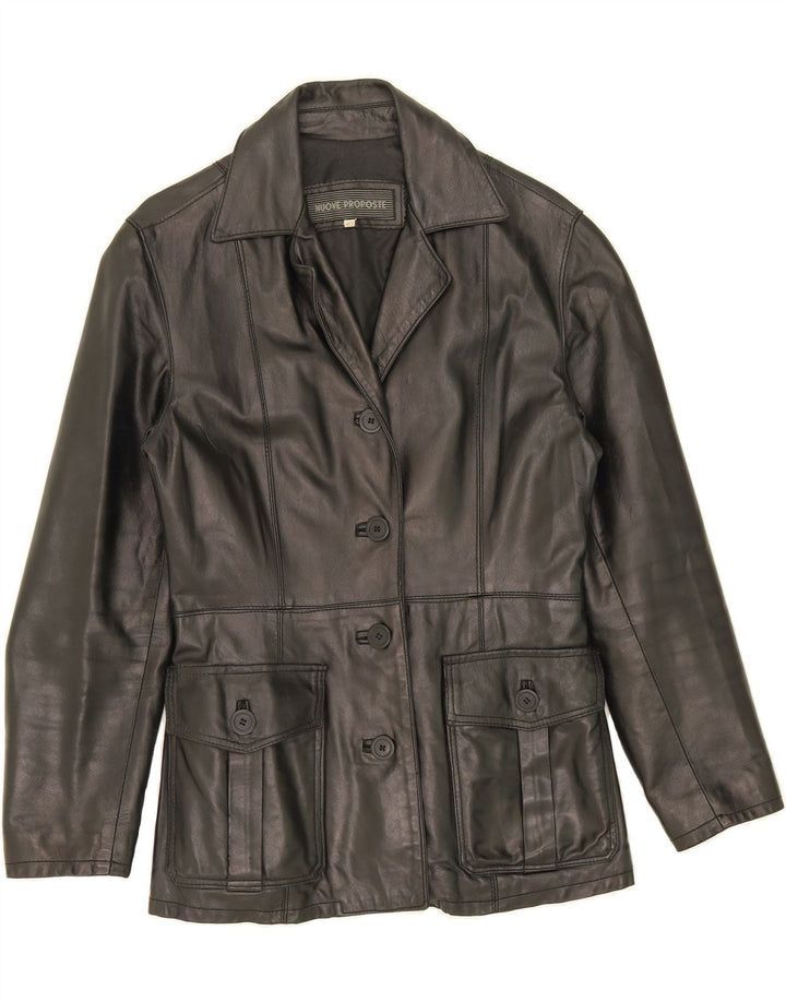 VINTAGE Womens Leather Jacket EU 40 Medium Black Leather Vintage Vintage and Second-Hand Vintage from Messina Hembry 