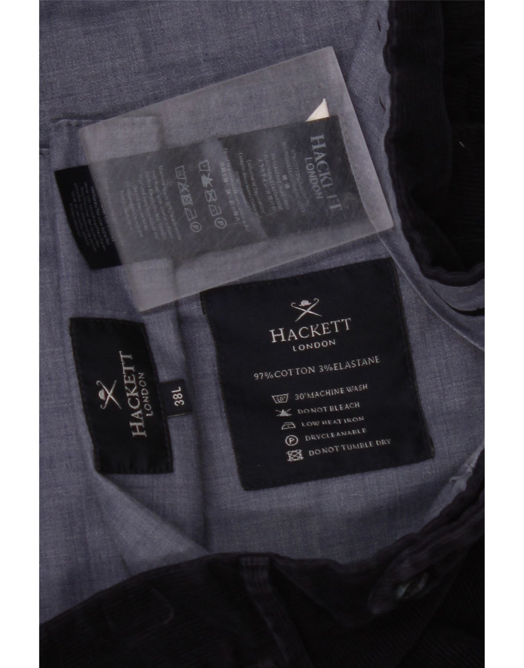 HACKETT Pantaloni drepti pentru bărbați din velur, W38 L30, bumbac bleumarin