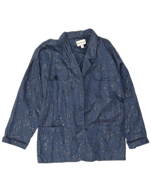 Jachetă vintage supradimensionată pentru femei EU 40 Medium Blue Animal Print