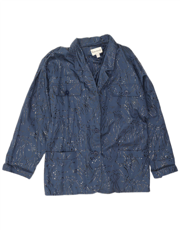 Jachetă vintage supradimensionată pentru femei EU 40 Medium Blue Animal Print