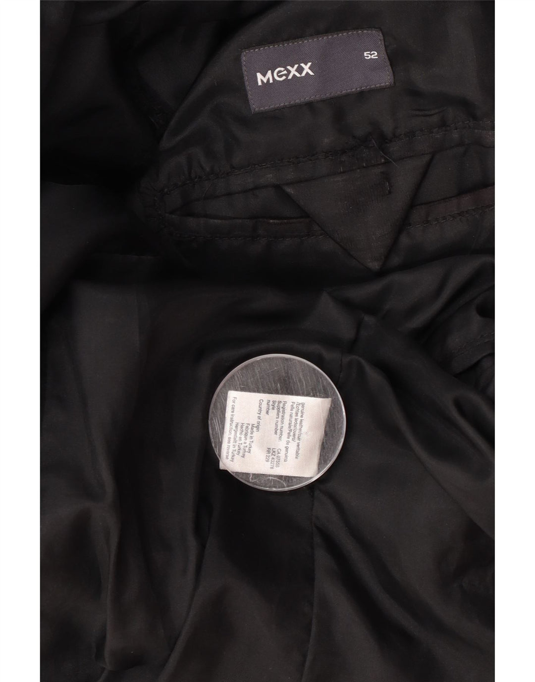 Sacou Mexx din piele cu 2 nasturi pentru bărbați IT 52 XL din piele neagră